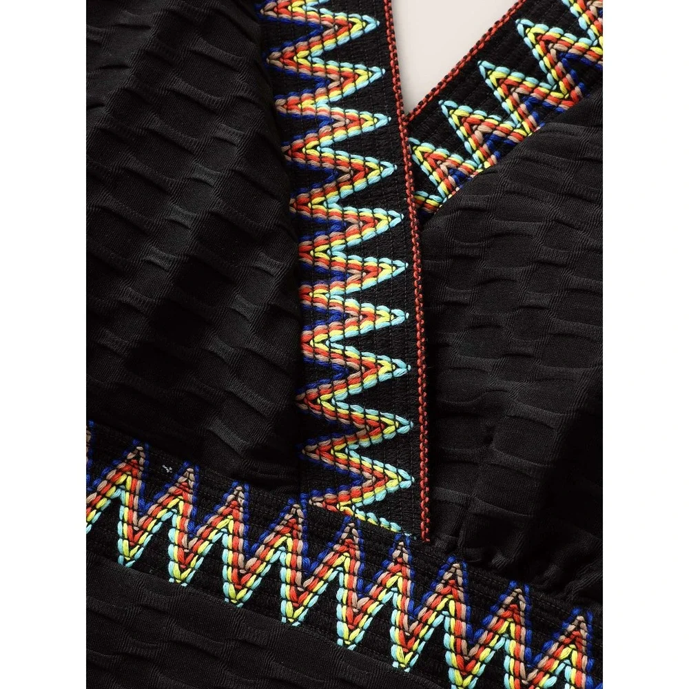 NEW Bloomchic Black Boho Wrap One Piece Swimsuit Crochet Look 22-24 / 3X